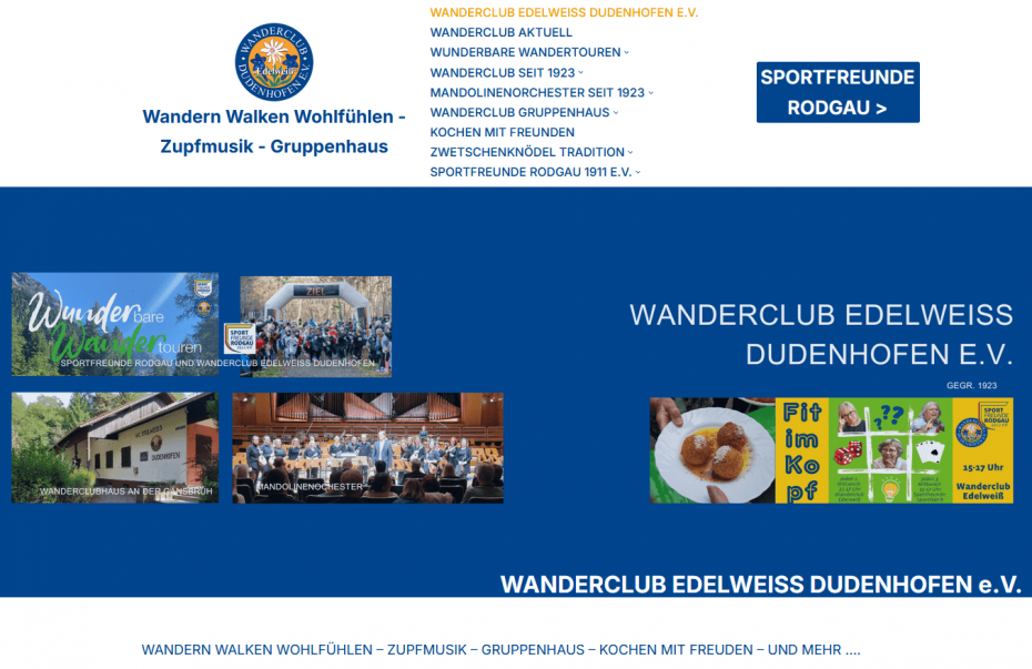 Relaunch Homepage Wanderclub Edelweiß Dudenhofen e.V.