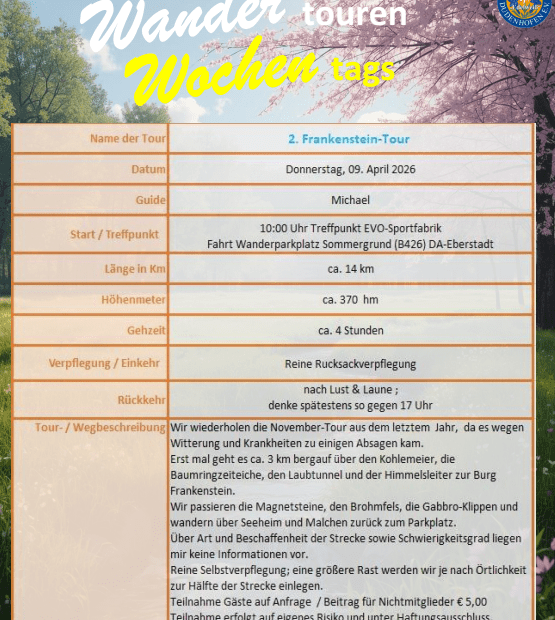 Ausschreibung Frankenstein-Tour Wochentags